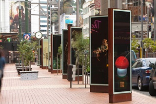 Looking Up to You exhibition installed on Courtenay Place.