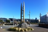 Te Waka Pou sculpture near Clyde Quay Wharf.