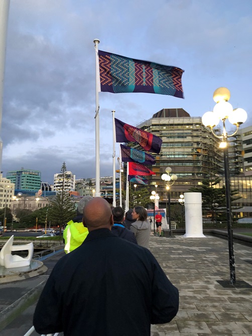 Flag design by Hemi Macgregor on the Wellington Waterfront.