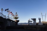 Matariki flags designed by Reuben Paterson, flying on the Wellington waterfront.