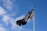 Black and white geometric flag designed for Matariki by Reuben Paterson.