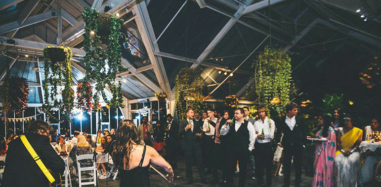 Evening wedding party in Begonia House.