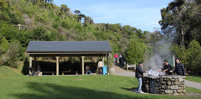 Shelter and barbecue at Troup Picnic Area.