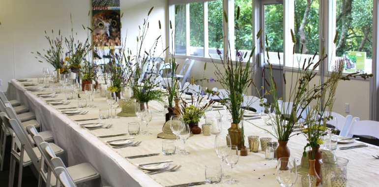 Table set for event dinner.