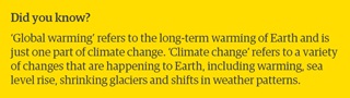 Did you know? 'Global warming refers to the long-term warming of Earth and is just one part of climate change. 'Climate change' refers to a variety of changes that are happening to Earth, including warming, sea level rise, shrinking glaciers and shifts in weather patterns.