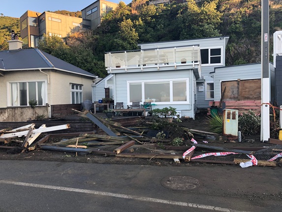 Powerful waves pummelled houses on the south coast.