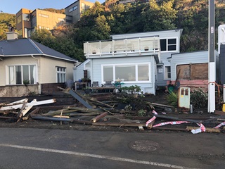 Powerful waves pummelled houses on the south coast.