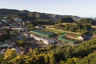 Aerial drone still image of Berhampore Nursery 