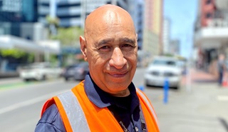 Sid Keelan outside the Wellington City Council office on The Terrace. 