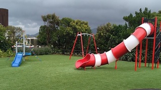 The Kekerenga Street upgrade includes stepping logs, longer monkey bars, and new swings.