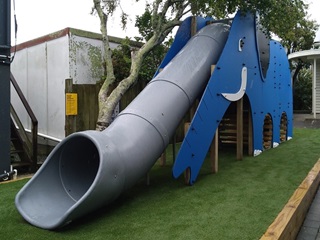 The Khandallah Library play area includes an elephant slide.