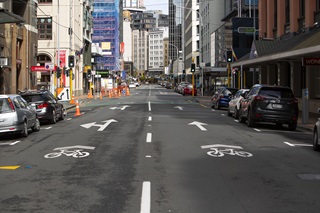 An empty Wellington street during lockdown. 