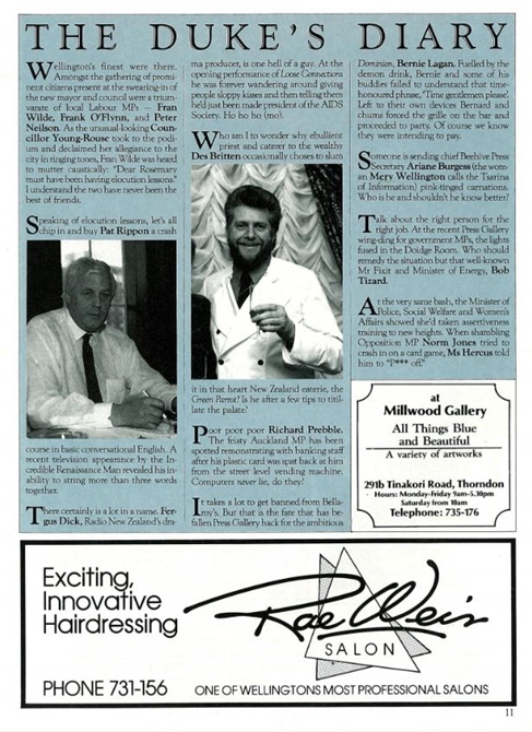 Image of Wellington City Magazine Dukes Diary