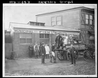 Municipal fish market on Jervois Quay circa 1910