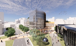 The building proposed for the Michael Fowler Centre car park, seen from the north.