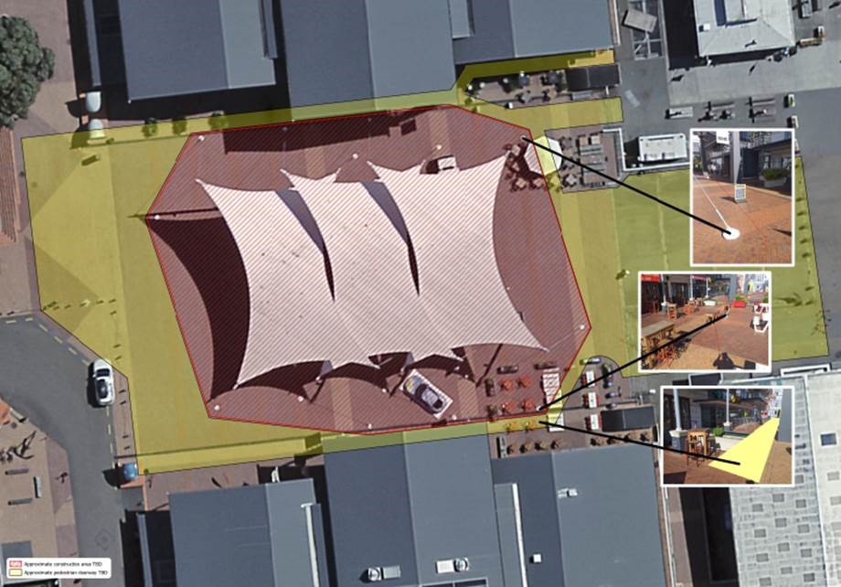 Queens Wharf sails construction area 