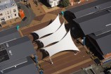Queens Wharf sails birdseye view from above
