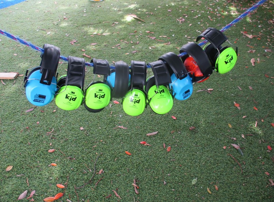 Aro Valley preschool children's earmuffs hanging on a line