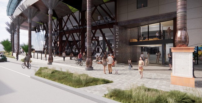 Central Library preliminary design render showing view from Harris Street.
