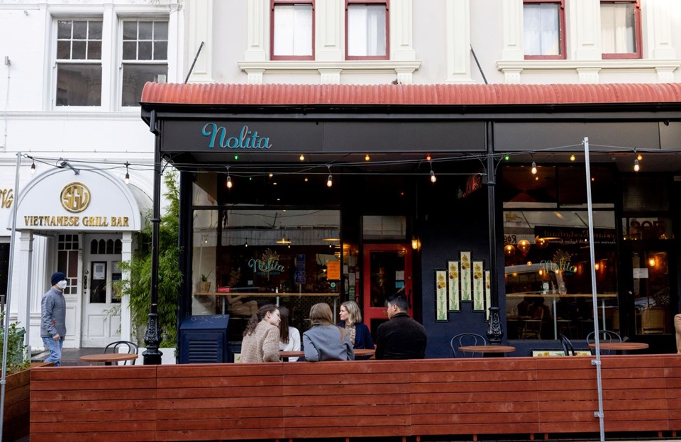 Parklet outside Nolita cafe on Cuba Street