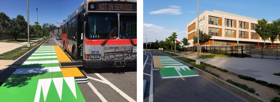 Example of bus and bike lane platform in other sites overseas