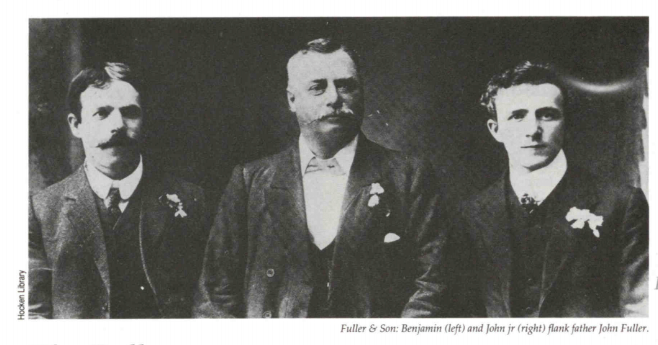 A black and white photo of John Fuller and his sons. 