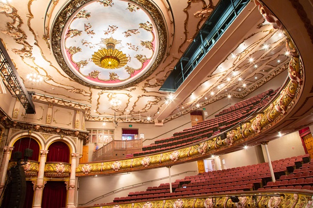 Restored St James theatre auditorium and view of boxes
