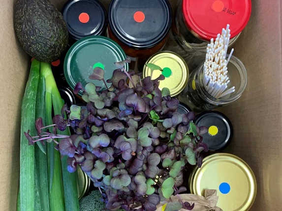 Vegetable box from yum jar.