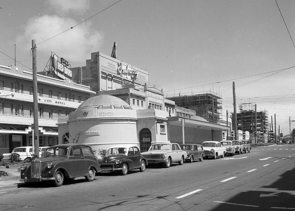 Taj Mahal toilets near Courtenay Place circa 1966 courtesy City Archives 00158-2582