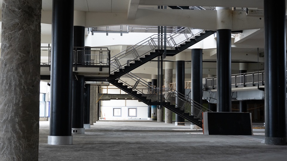 Central stairwell, ground floor Te Matapihi.