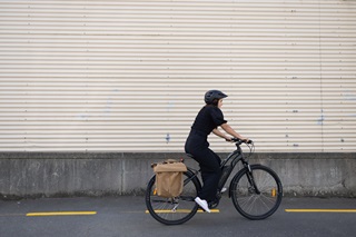 Woman cycling.