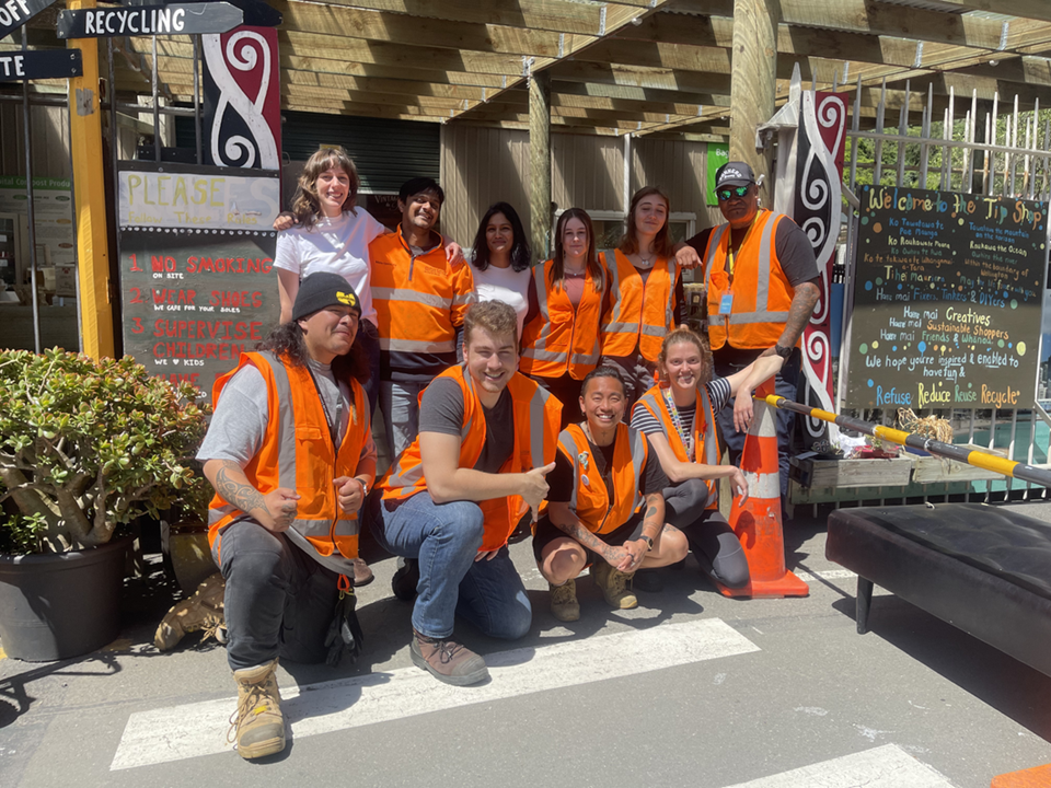 Staff at the Tip Shop in front of the store