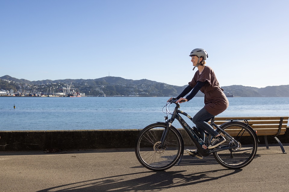 Woman on a bike.