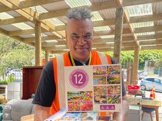 Person holding puzzles.