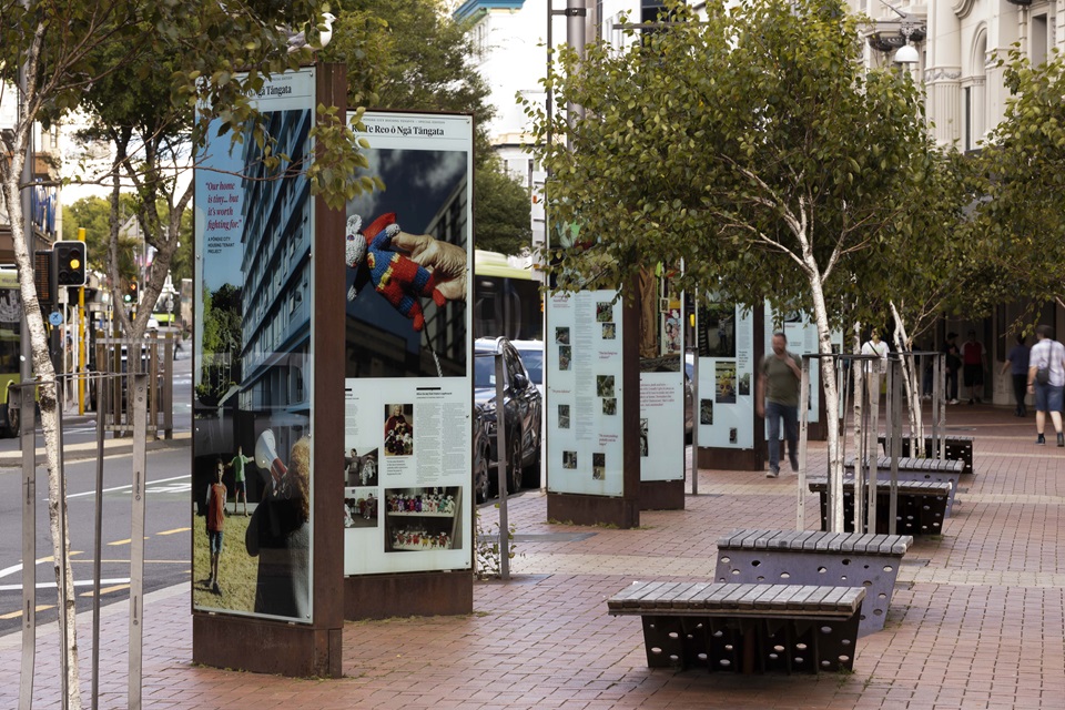 Courtenay Place Lightbox Exhibition on display.