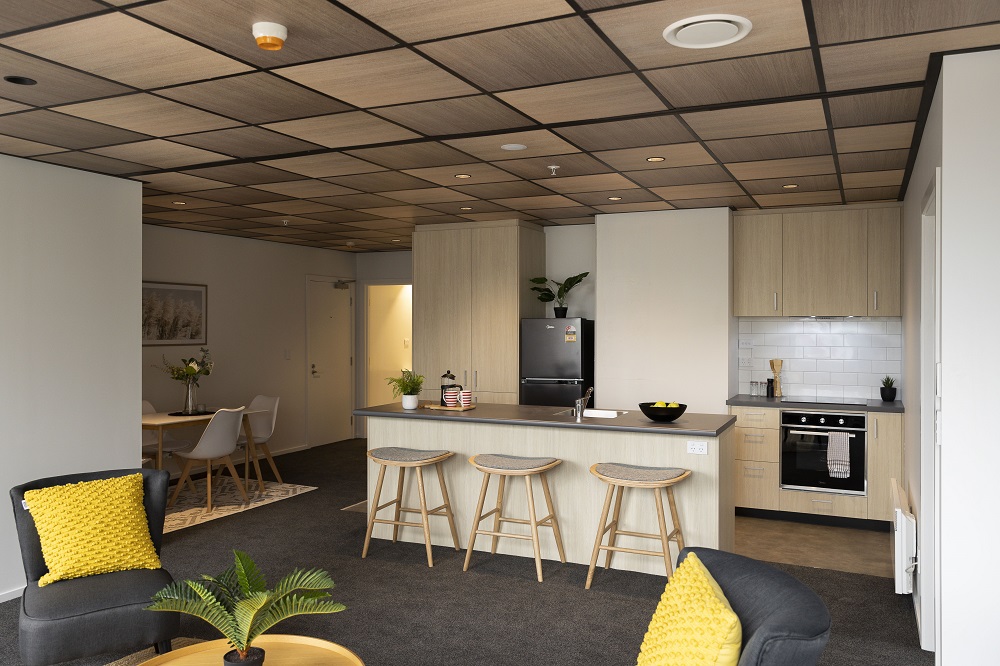 Te Kainga Te Pu 2 bedroom flat lounge area.