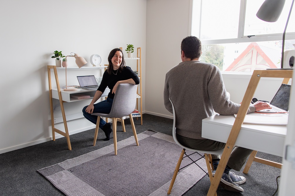 Te Kainga Te Pu 2 bedroom flat office area.