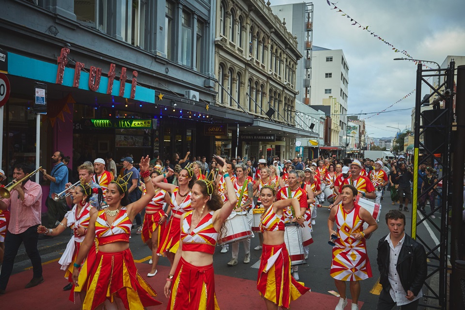 Samba Parade on Cuba Street at 2021 CubaDupa 