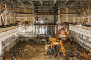Town Hall interior area under construction with cranes