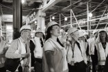 Town Hall interior with Mayor Tory Whanau, Cr Young, CEO Barbara McKerrow and project team