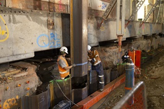 Sheet piling in process