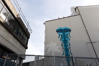Painted mural on the side of the St James Theatre.
