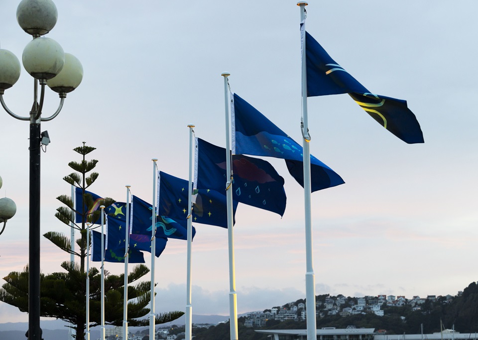 WAITUHI Matariki flags in Frank Kitts Park.
