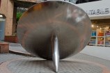 Large sculpture of a spinning top in Wellington CBD.
