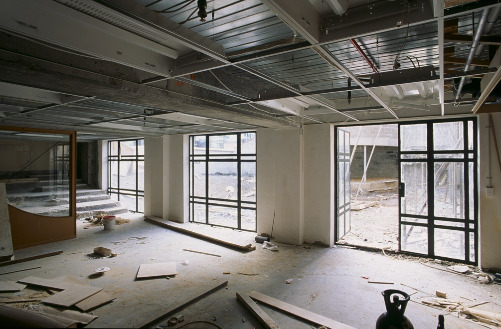 The entrance foyer of City Gallery Wellington under construction.