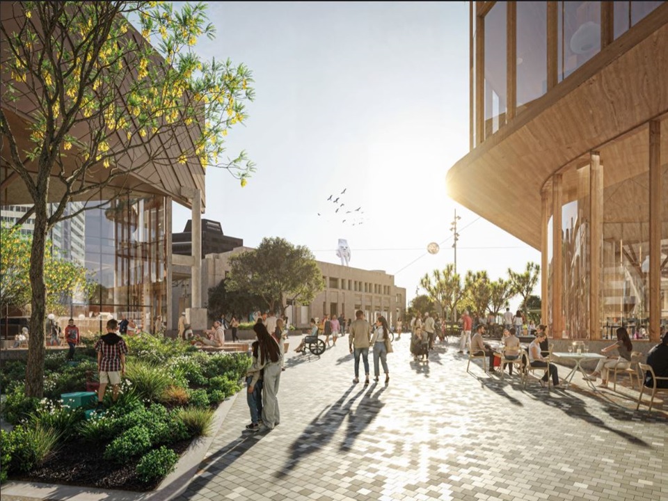 Te Ngakau Civic Square Precinct Development Te Matapihi indicative concept render