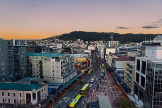 Looking down Courtenay Place from Taranaki Street.