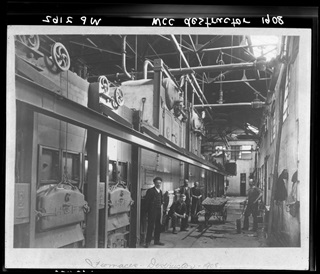 Internal view of the old Destructor from the Wellington waterfront with workmen.