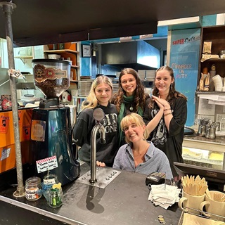 The team at Fidel's with their milk tap.