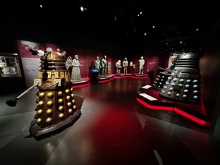 Two Daleks on display at Doctor Who Worlds of Wonder exhibition.